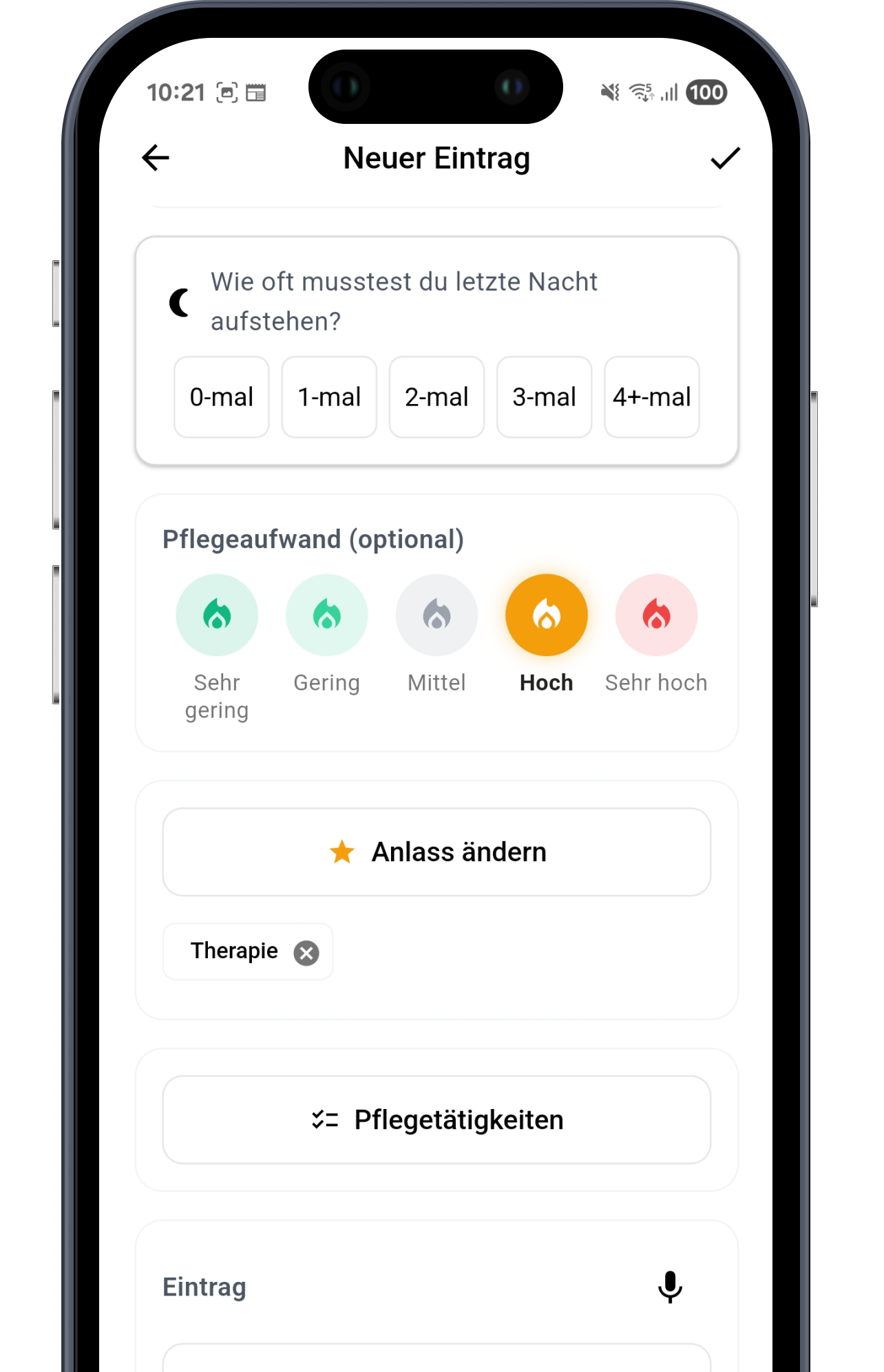 Neuer Eintrag mit Spracheingabe