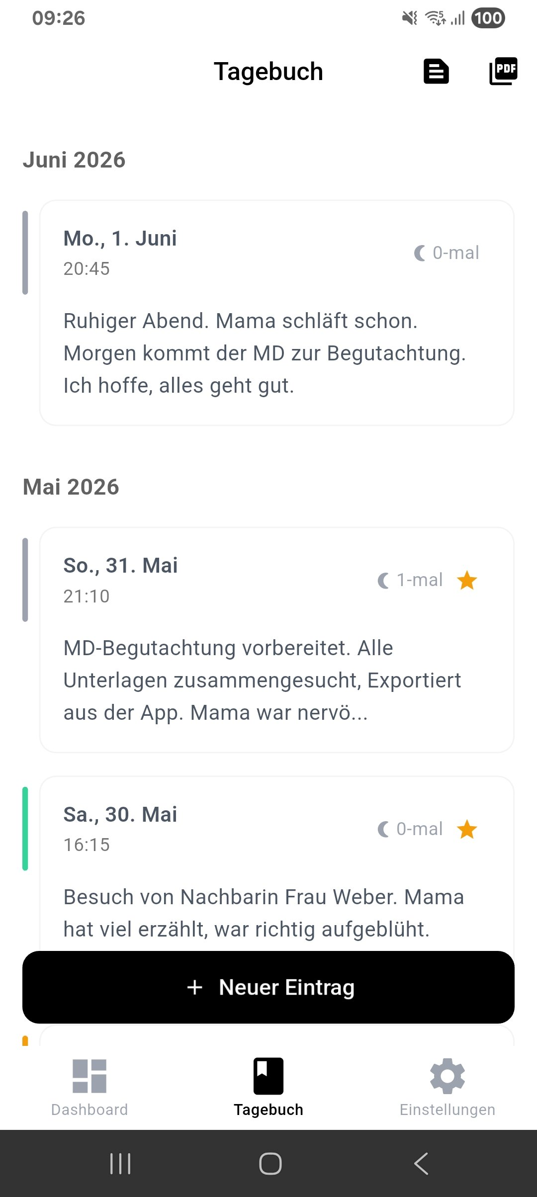 Pflegetagebuch als App statt Excel-Tabelle